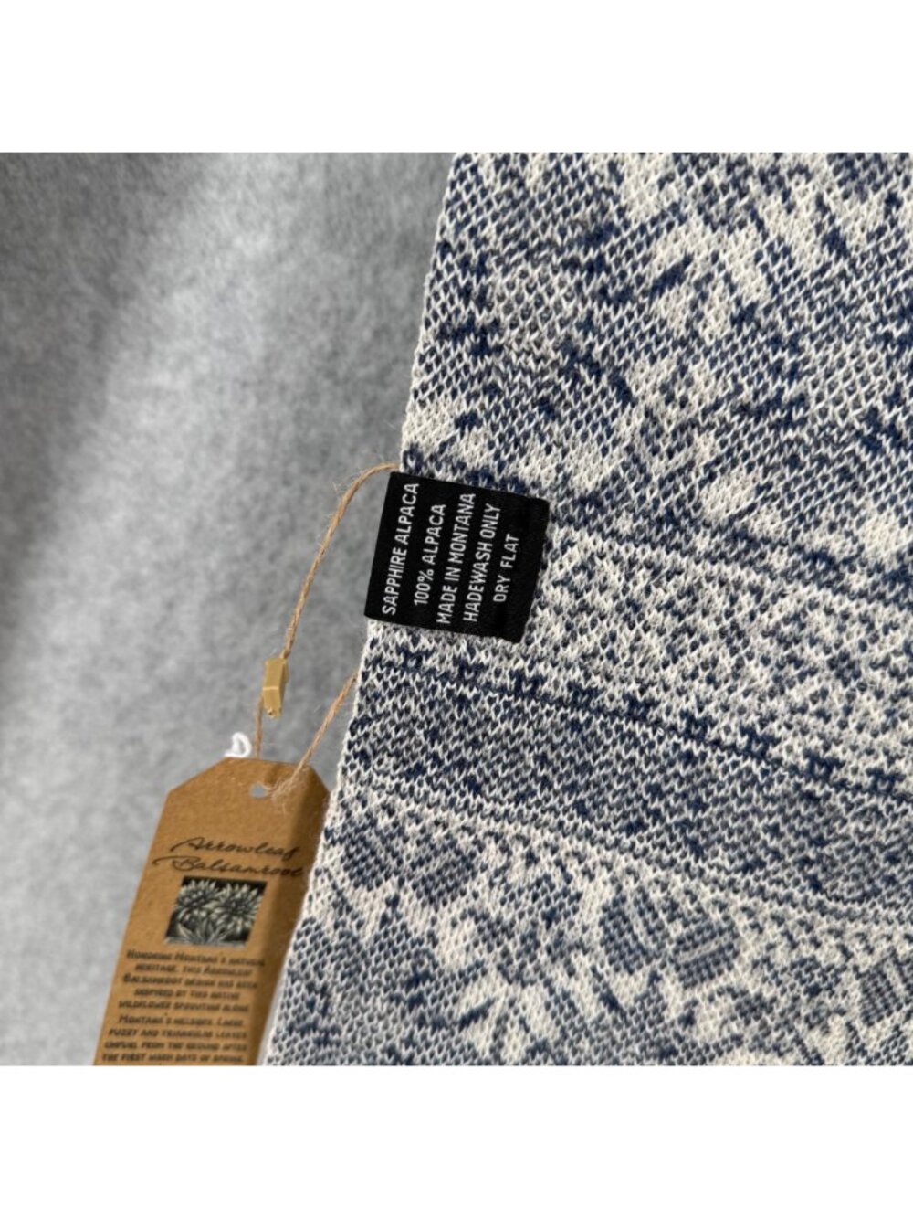 Sapphire Alpaca Scarf Arrowleaf Balsamroot Fair Isle Knit Made n Montana USA NEW - Picture 6 of 9